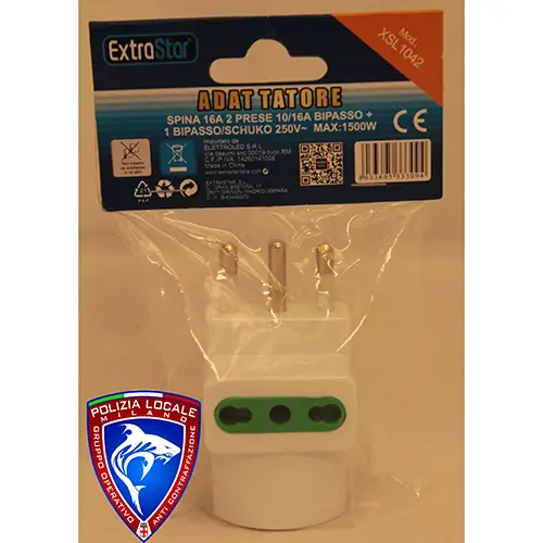 Foto do aviso oficial: Extrastar ADATTATORE XSL 1042 Adaptador de viagem — risco: Choque elétrico