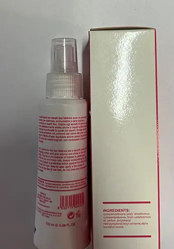 Photo de l’avis officiel: Malinka CRISTALLO LIQUIDO Lotion pour cheveux — risque: Risque chimique