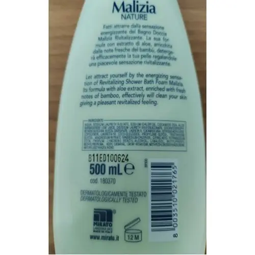 Photo de l’avis officiel: Malizia Nature Gel douche — risque: Risque chimique