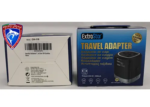 Foto do aviso oficial: Extrastar TRAVEL ADAPTER Adaptador de viagem — risco: Choque elétrico (A12/00650/24)