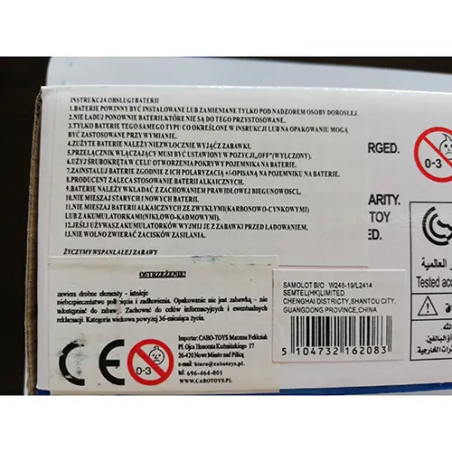 Foto dell’avviso ufficiale: A380 Airbus Imitation Model Toy Giocattolo elettrico — rischio: Ambiente
