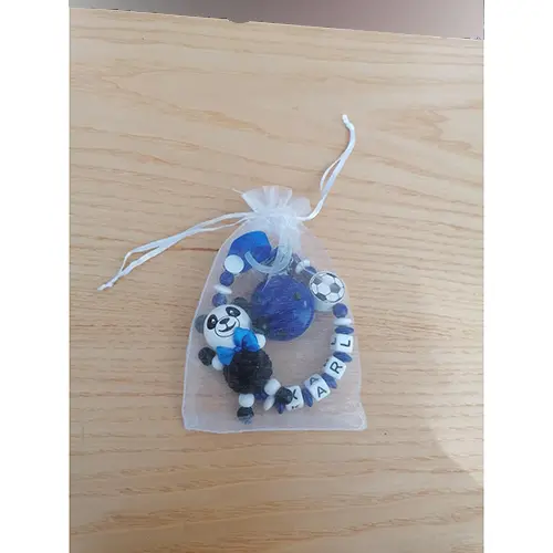 Foto dell’avviso ufficiale: Personalised Baby Dummy Soother Pacifier Wooden Clip Holder Strap Chain Gift MAM (Name on eBay) Supporto del s — rischio: Ostruzione delle vie aeree & Strangolamento