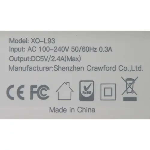 Foto dell’avviso ufficiale: XO ADAPTER HOME CHARGER, QUICK CHARGER SUIT Caricabatterie USB — rischio: Scossa elettrica