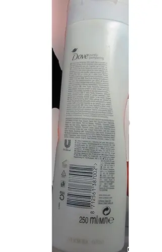 Photo from the official notice: Dove Lotion purely pampering nourishing, with pistachio cream and magnolia body lotion — chemical risk