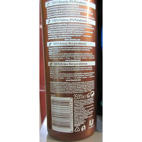 Photo de l’avis officiel: Timotei SHAMPOO Deep Brunette with JERICHO ROSE Shampooing — risque: Risque chimique
