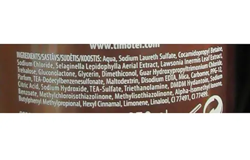 Photo de l’avis officiel: Timotei SHAMPOO Deep Brunette with JERICHO ROSE Shampooing — risque: Risque chimique
