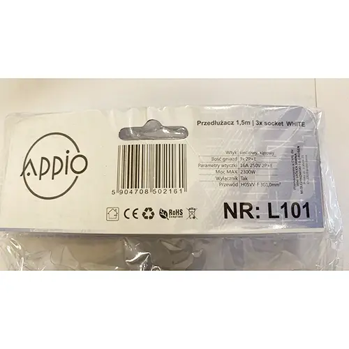 Photo de l’avis officiel: APPIO Plomb d’extension — risque: Brûlures & Choc électrique