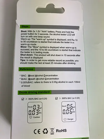 Foto uit de officiële melding: Alcohol Tester Digital Breath Alcohol Tester Alcoholtester — risico: Milieu