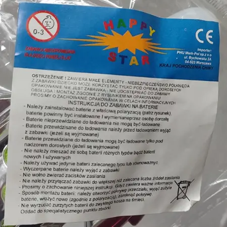 Foto do aviso oficial: Happy Star Arma de brinquedo — risco: Ambiente