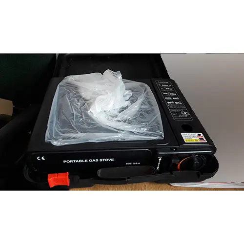 Photo from the official notice: BAM portable gas stove — suffocation risk