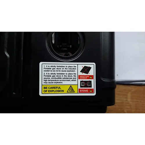 Photo from the official notice: BAM portable gas stove — suffocation risk