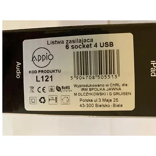 Photo de l’avis officiel: APPIO Power socket Plomb d’extension — risque: Choc électrique