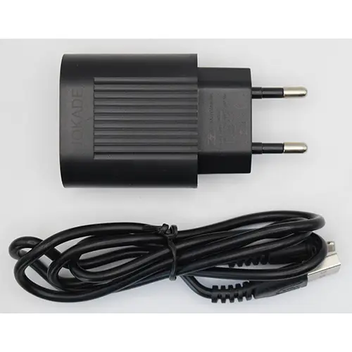 Foto uit de officiële melding: JOKADE CHARGER Dual USB Interface Charger Set with Cable USB-lader — risico: Elektrische schok