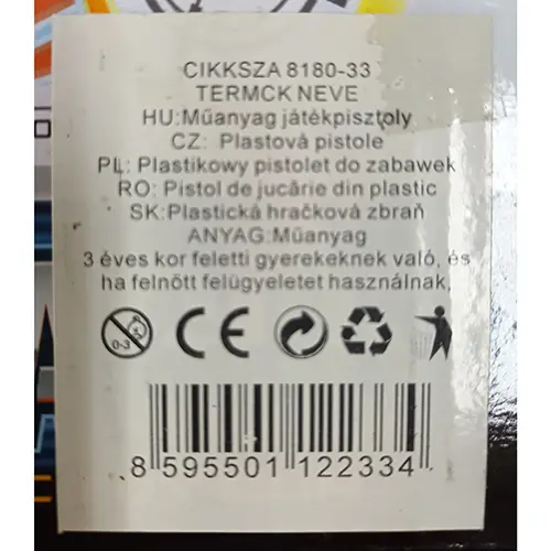 Foto del aviso oficial: WEI TE FENG, adresa výrobce nebyla uvedena Plastová pistole DESERT Pistola de juguete — riesgo: Medio ambiente