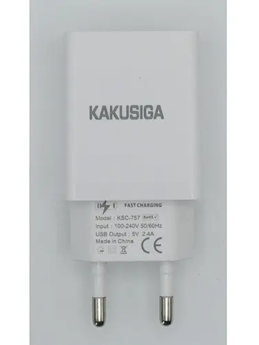 Foto uit de officiële melding: KAKUSIGA CHARGER Single Port Smart Charger set USB-lader — risico: Elektrische schok (A12/00824/24)
