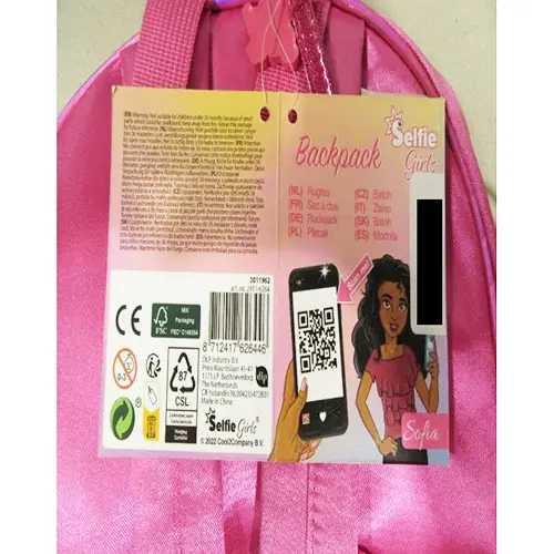 Foto aus der offiziellen Meldung: Selfie Girls - Sofia - Backpack Selfie Girls - Sofia - Backpack Rucksack — Risiko: Chemikalie