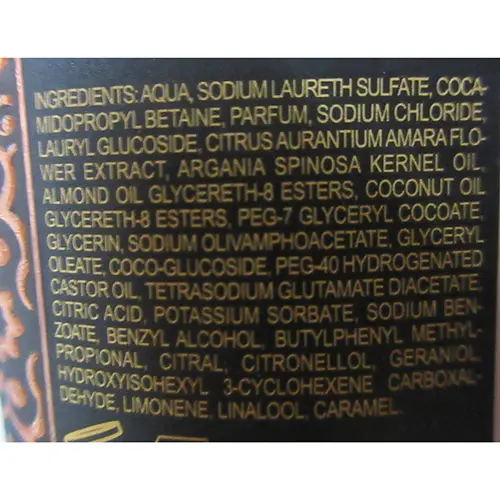 Foto uit de officiële melding: Tesori d´Oriente SHOWER CREAM OIL HAMMAM OLIO DI ARGAN Douchecrème — risico: Chemische risico's