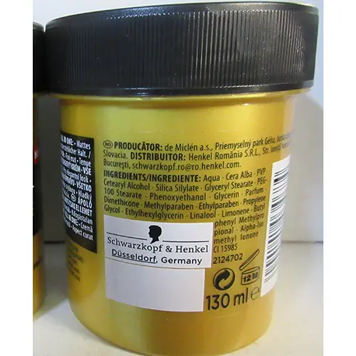 Foto uit de officiële melding: Schwarzkopf taft LOOKS WET GEL POWER GEL EXTRA HOLD Haargel — risico: Chemische risico's