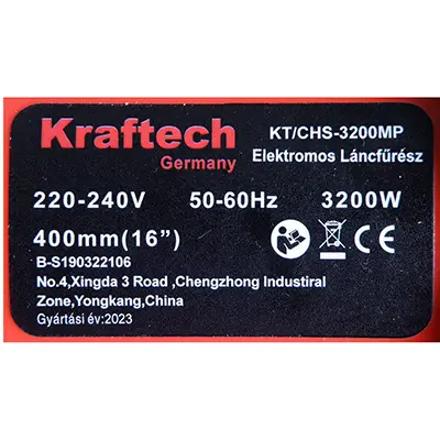 Photo de l’avis officiel: Kraftech Elektromos Láncfűrész / Electric Chain Saw Tronçonneuse électrique — risque: Coupures & Blessures