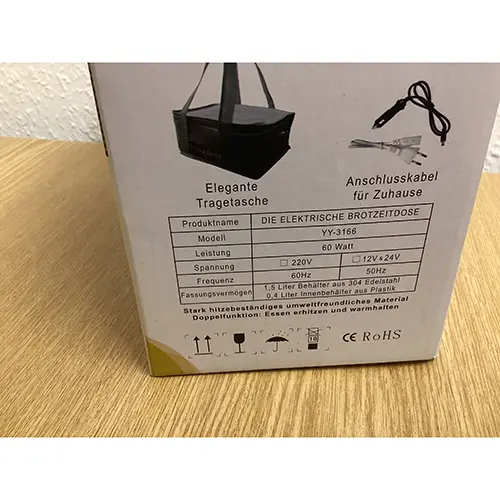 Photo de l’avis officiel: FORABEST Die Elektrische Brotzeitdose Boîte à lunch électrique — risque: Choc électrique