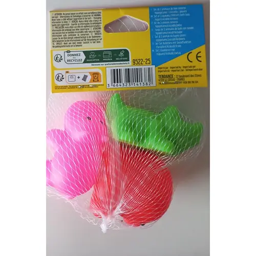 Zdjęcie z oficjalnego zgłoszenia: Set de trois animaux de bain sonores hippopotame/crocodile/pieuvre Plastikowy zestaw zabawek do kąpieli — ryzyko: Zadławienie