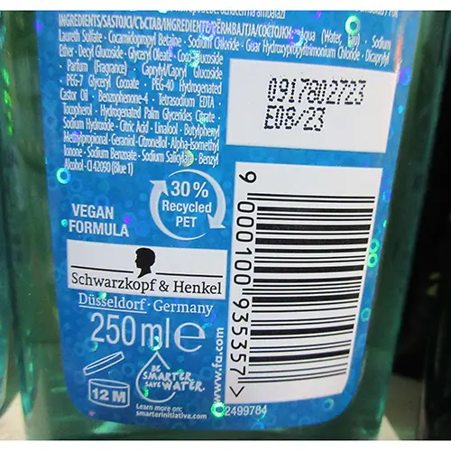 Photo de l’avis officiel: FA Shower gel magic Oil blue lotus scent 250ml Gel douche — risque: Risque chimique