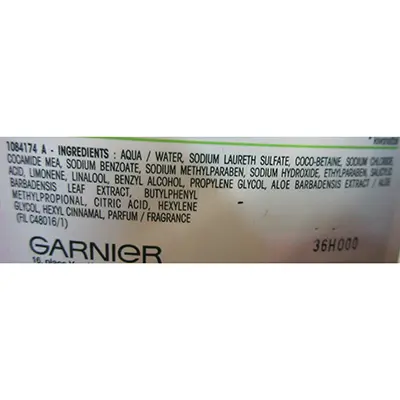 Photo de l’avis officiel: Garnier NATURAL SHAMPOO aloe vera Shampooing — risque: Risque chimique
