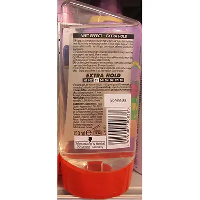 Foto dell’avviso ufficiale: Schwarzkopf WET GEL POWER GEL EXTRA HOLD 3 Gel per capelli — rischio: Rischio chimico