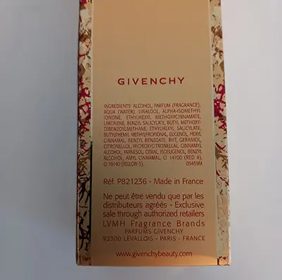 Photo de l’avis officiel: Givenchy 100ml Parfum — risque: Risque chimique