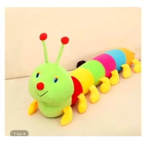 Photo from the official notice: 50 cm Coloré Inchworm Doux Belle Chenille Oreiller Peluche Développement Bébé Jouet soft toy — choking risk