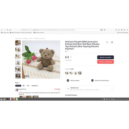 Photo de l’avis officiel: Animaux Poupée Bébé Jouet pour Enfants Soft Bear Doll Bear Peluche Toys Peluche Bear Keyring Peluche Jouet sou — risque: Étouffement