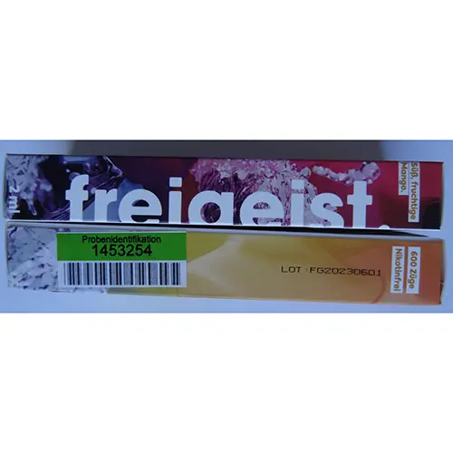 Photo de l’avis officiel: freigeist. Mango Mania, 50% H4CBD Cigarette électronique jetable — risque: Risque chimique