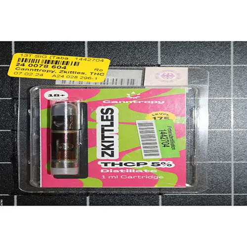 Photo from the official notice: Canntropy Zkittles, THCP5%, OG Kush,THCP 5% disposable electronic cigarette — chemical risk