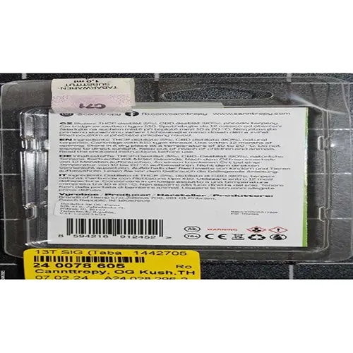 Photo from the official notice: Canntropy Zkittles, THCP5%, OG Kush,THCP 5% disposable electronic cigarette — chemical risk