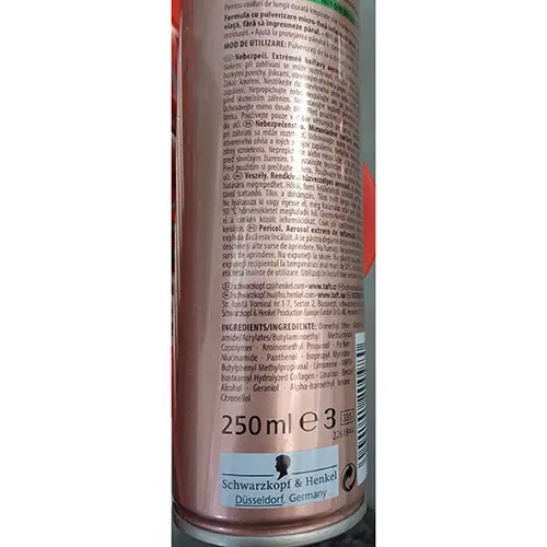 Foto do aviso oficial: Schwarzkopf TAFT  hairspray — risco: Químico