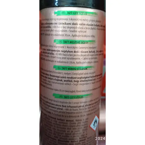 Foto do aviso oficial: Schwarzkopf TAFT  hairspray — risco: Químico