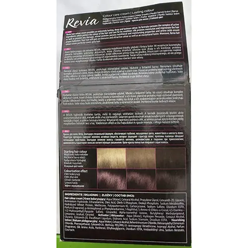 Photo de l’avis officiel: Revia Verona Care coloring cream, Natural &amp; Color shine Teinture capillaire — risque: Risque chimique (A12/01117/24)