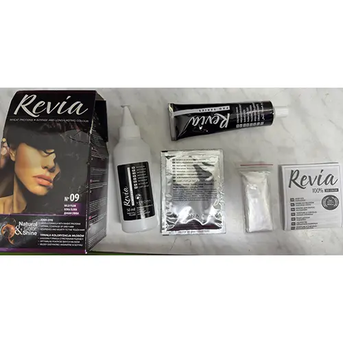Photo de l’avis officiel: Revia Verona Care coloring cream, Natural &amp; Color shine Teinture capillaire — risque: Risque chimique (A12/01117/24)