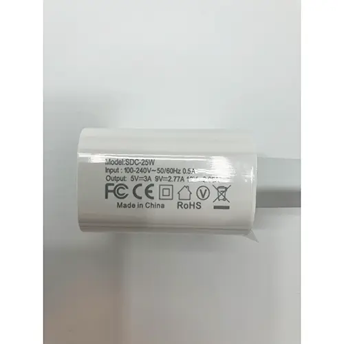 Photo from the official notice: PD Quick charger 25W — environment risk