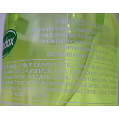 Foto aus der offiziellen Meldung: Radox PROTECT + REFRESH HANDWASH LIME &amp; CORIANDER ANTIBACTERIAL Flüssige Handseife — Risiko: Chemikalie