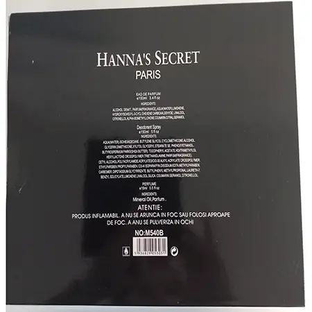 Photo de l’avis officiel: Hanna's Secret Nobility Men Parfum — risque: Risque chimique