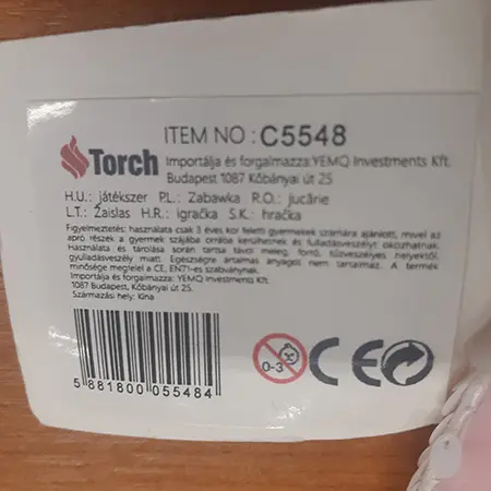 Foto do aviso oficial: TORCH.HU Torch Brinquedo macio — risco: Engasgamento