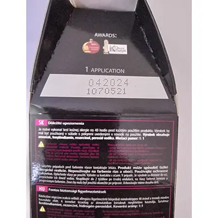 Photo de l’avis officiel: Revia N°01 PLATINUM BLONDE HAIR DYE Teinture capillaire — risque: Risque chimique