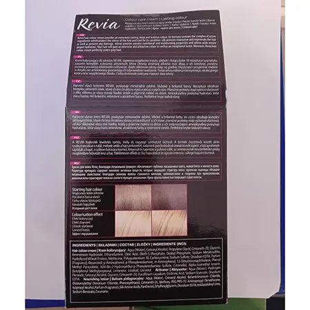 Photo de l’avis officiel: Revia N°01 PLATINUM BLONDE HAIR DYE Teinture capillaire — risque: Risque chimique