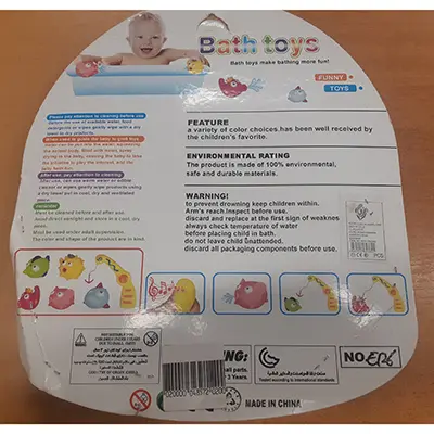Photo from the official notice: Bath toys plastic bath toy set — choking risk