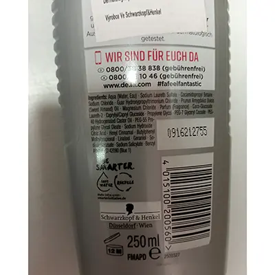 Photo de l’avis officiel: Fa MEN ACTIV &amp; PURE, značka Fa MEN Gel douche — risque: Risque chimique