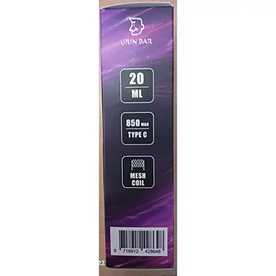 Foto aus der offiziellen Meldung: GRIN BAR 25000 KIWI PASSION FRUIT GUAVA Elektronische Einweg-Zigarette — Risiko: Chemikalie