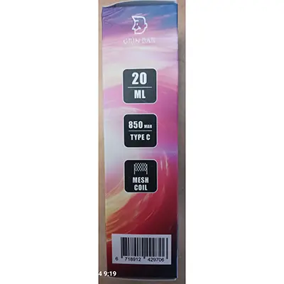 Photo de l’avis officiel: GRIN BAR 25000 CHERRY PEACH LEMONADE Cigarette électronique jetable — risque: Risque chimique
