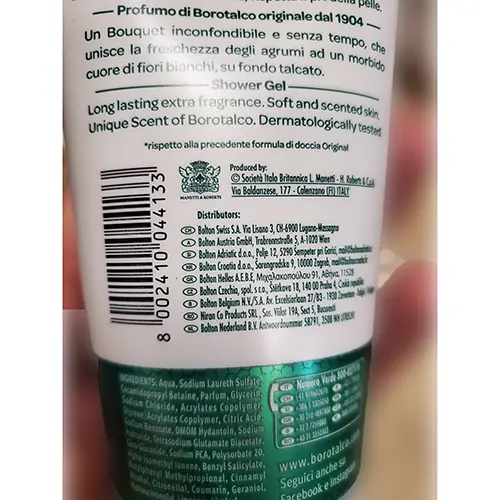 Photo de l’avis officiel: BOROTALCO Original Gel douche — risque: Risque chimique (A12/01176/24)