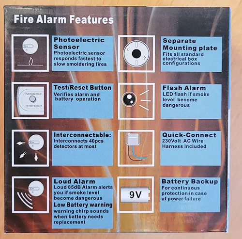 Photo from the official notice: Photoelectric smoke and heat detector smoke alarm — suffocation & fire risk
